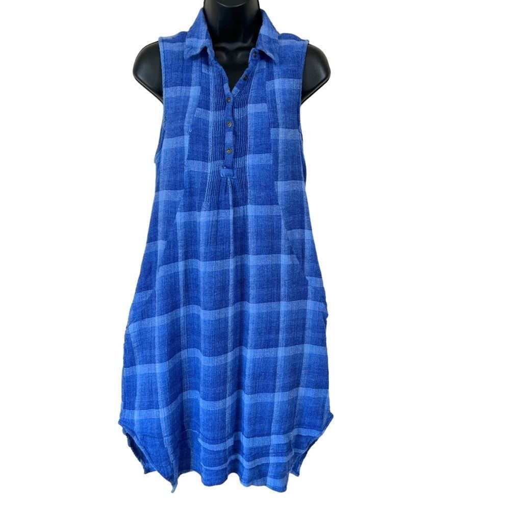 Anthropologie Isabella Sinclair Brien Linen Sleeveless Plaid Shirtdress